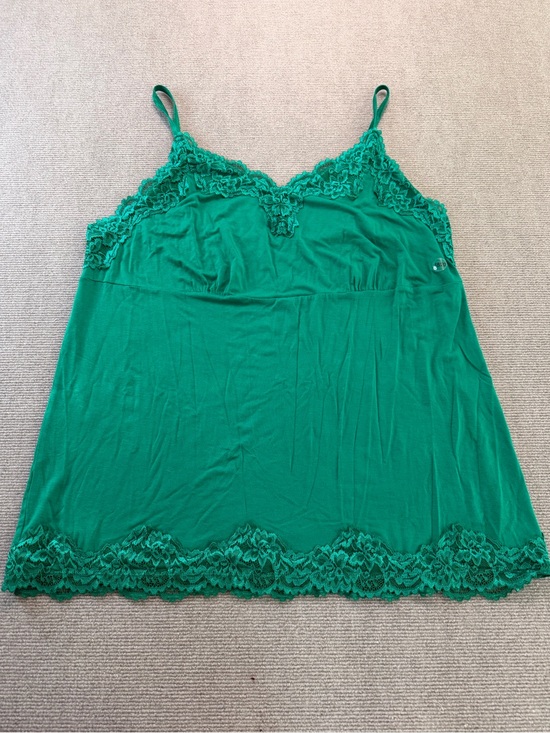 Lane Bryant Tops - Y2K Lane Bryant Lace Trim Cami Tank Top NWT Plus Size 18/20 Emerald Green